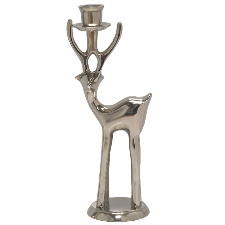 CHROME STAG CANDLE HOLDER LHS 8x7x28cm
