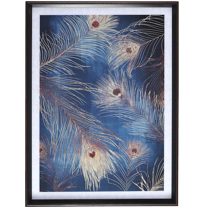 FRAMED PEACOCK FEATHER PICTURE 82x112cm