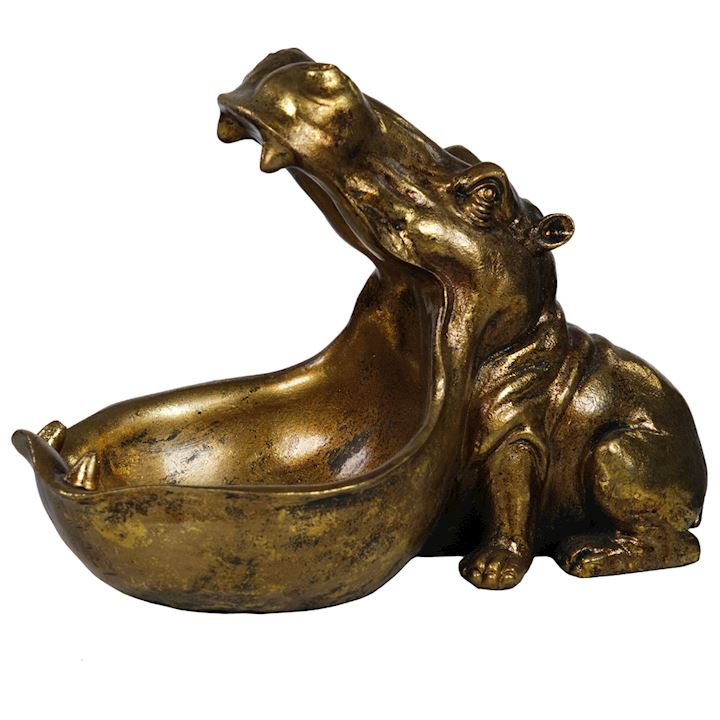 GOLD HIPPO DESK FIGURINE 29x16x22cm