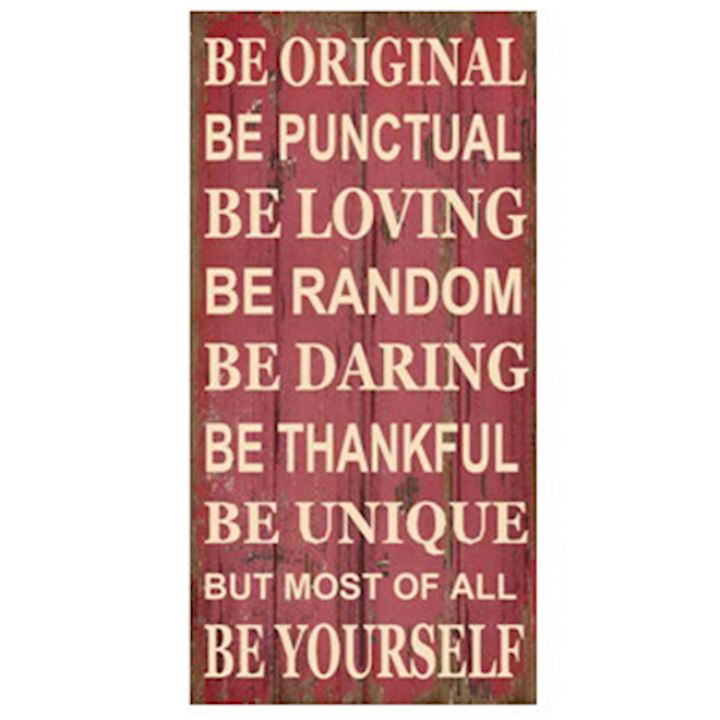 BE YOURSELF PLAQUE 20x40cm