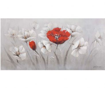 SPECIAL...RED & WHITE POPPIES OIL PAINTING 70x140cm