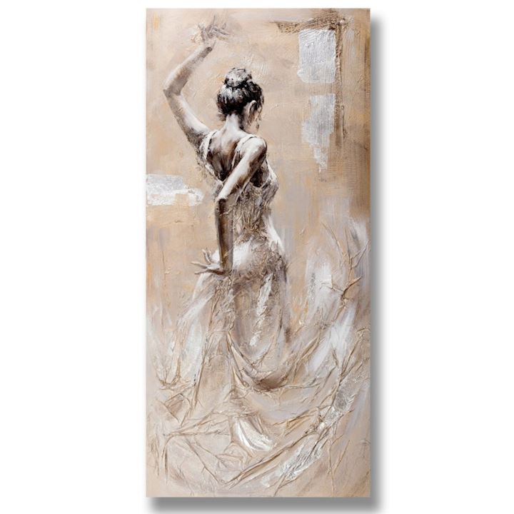 SPECIAL...LADY IN WHITE OIL PAINTING 100x50cm