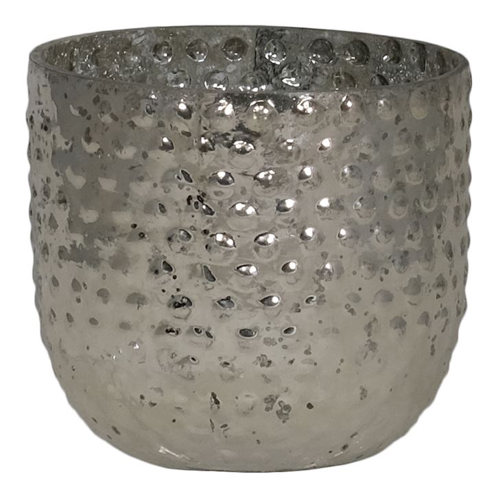 MERCURY GLASS CANDLE HOLDER 10x8cm