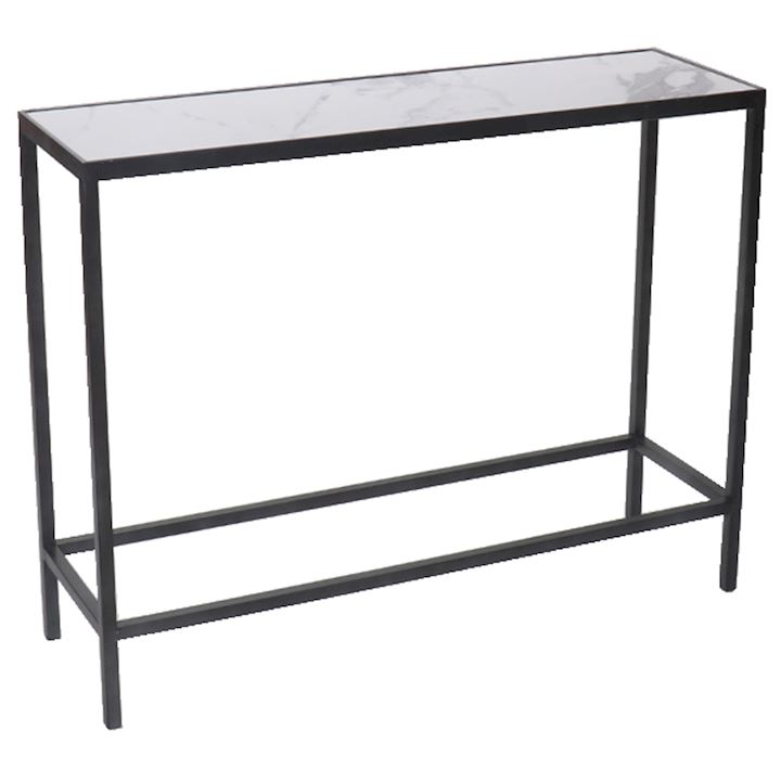 GREY CONSOLE WITH MARBLE TOP 100x30x78cm