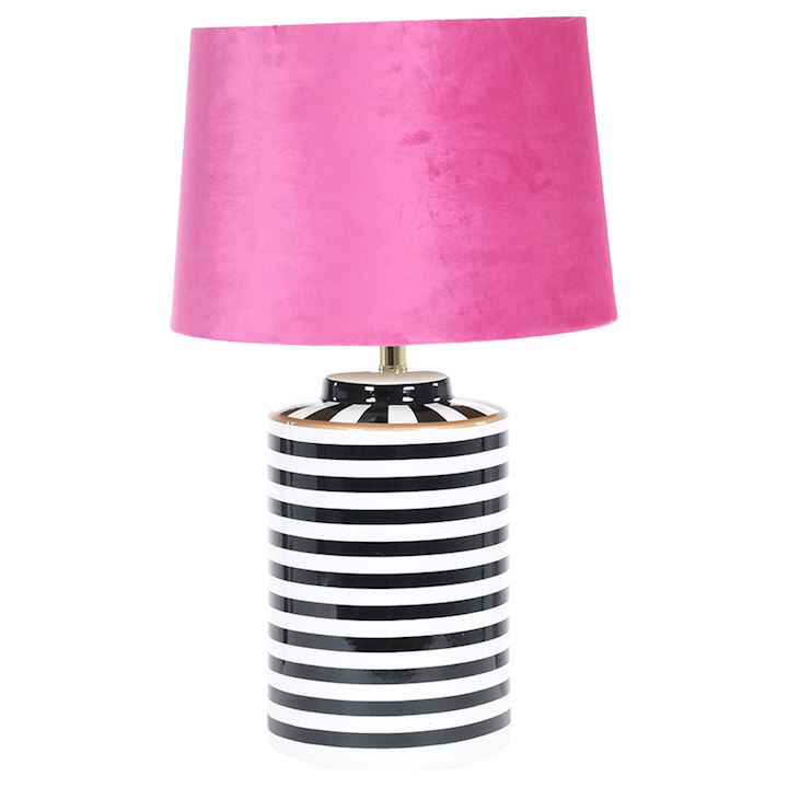 MONOCHROME TABLE LAMP WITH PINK SHADE 35x35x70cm
