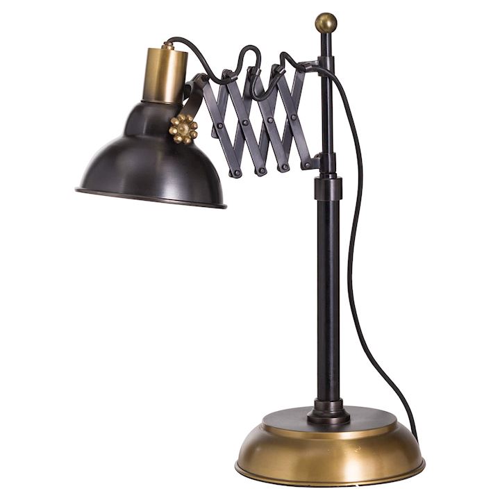 BLACK & BRASS ADJUSTABLE SCISSOR LAMP 47x22x49cm