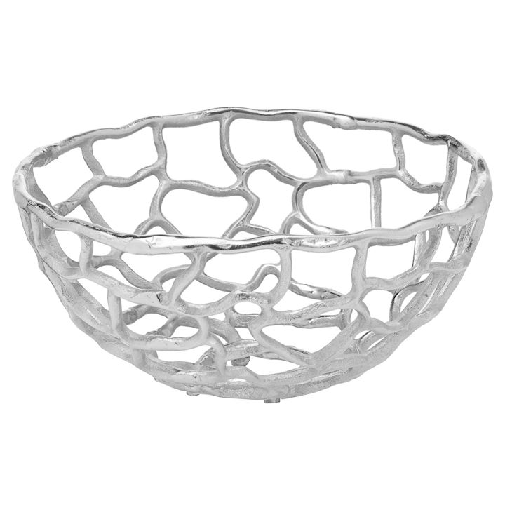 OHLSON SILVER PERFORATED BOWL 16x31x31cm