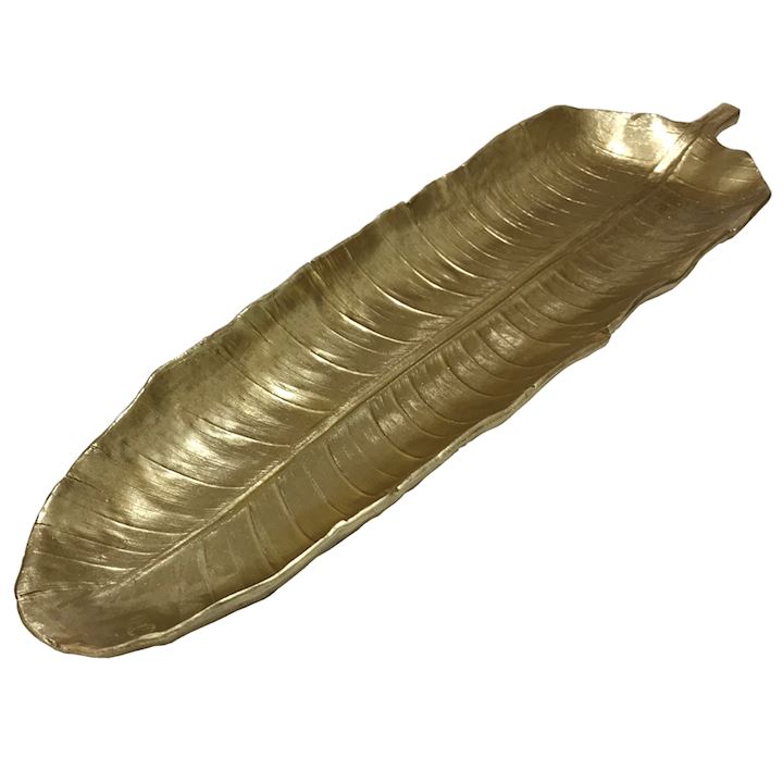 LARGE GOLD FEATHER DISH 71x21x5cm (H21222)