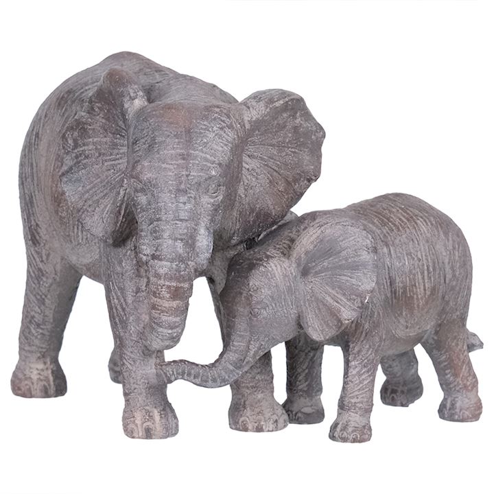 ELEPHANT MOTHER & KID 25x22x18cm