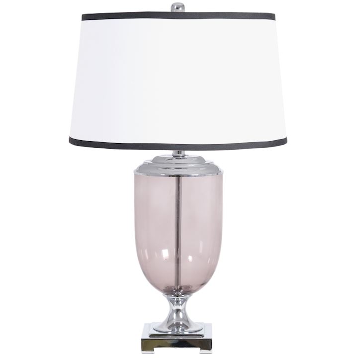 HERMES GLASS TABLE LAMP WITH BLACK & WHITE SHADE 71cm