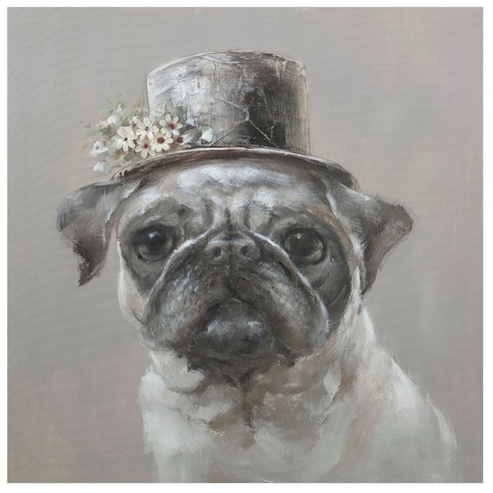 PUG IN TOP HAT CANVAS 60x60cm