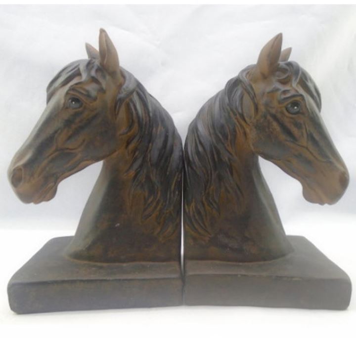 PAIR HORSE HEAD BOOKENDS 11x9x18cm each