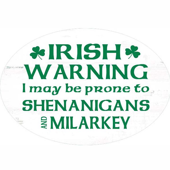 IRISH WARNING OVAL PLAQUE