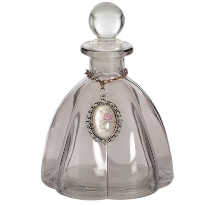 SMOKED GLASS BOTTLE WITH LID 16cm