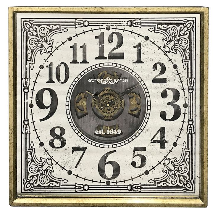 SQUARE MIRRORED WALL CLOCK WITH MOVEMENTS 60x60 cm