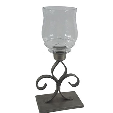 A/Q PEWTER FDL CANDLE LAMP