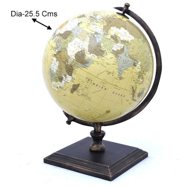 WORLD GLOBE SQ. BASE  25.5cm Diam