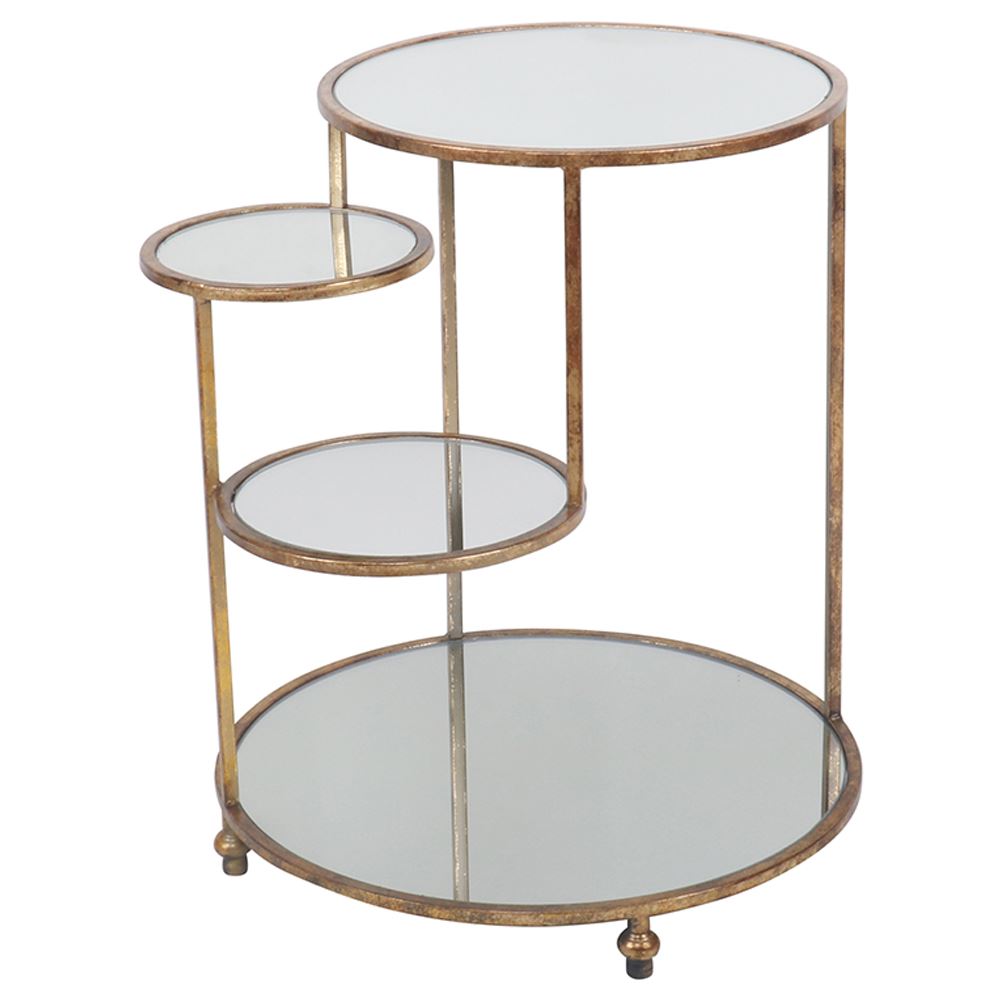 GOLD SIDE TABLE WITH MIRRORED GLASS 56x56x65cm From WJ Sampson