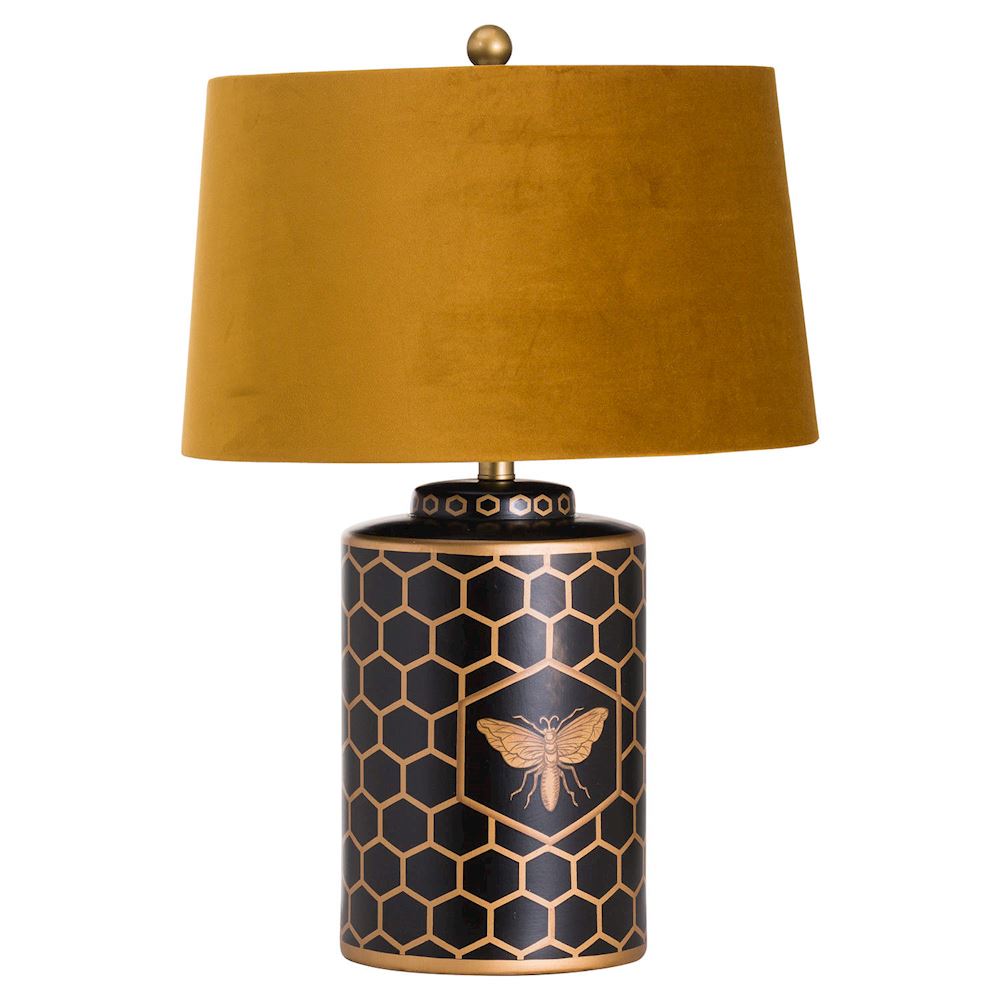 HARLOW BEE TABLE LAMP WITH MUSTARD SHADE 43x43x65cm