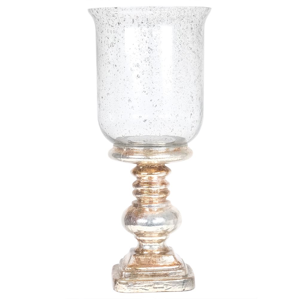 TALL BURNISHED GLASS CANDLE HOLDER 19x19x43cm