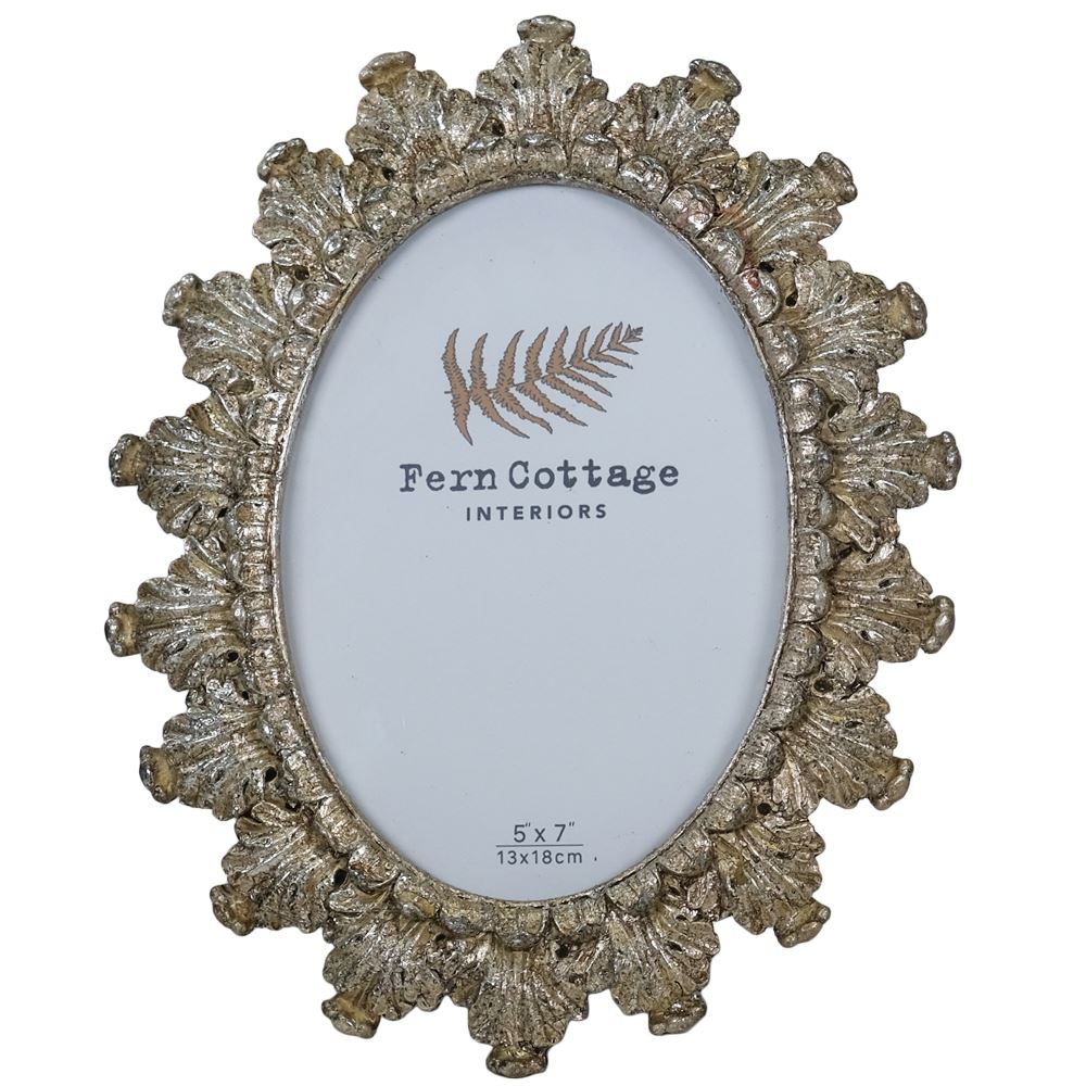 OVAL FEATHERED CHAMPAGNE FRAME 5x7