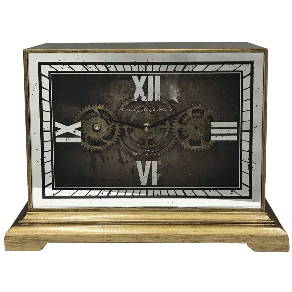 GOLD MANTLE CLOCK WITH MOVEMENTS 46x33cm