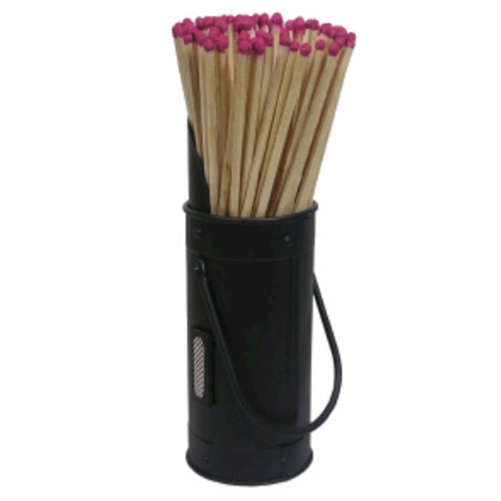BLACK HOLDER WITH MATCHES 7x7x20cm