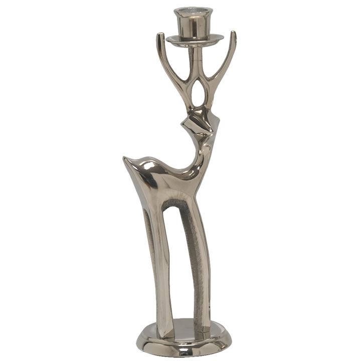CHROME STAG CANDLE HOLDER RHS 10x26cm