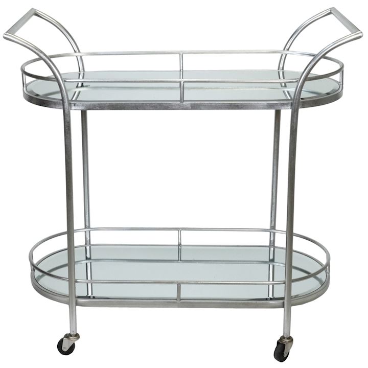 PROMOTION-SILVER DRINKS TROLLEY WITH MIRROR 88x43x78cm