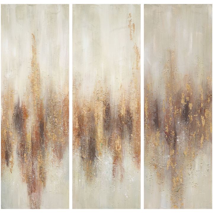 SET OF 3 HANDPAINTED ABSTRACT ART ON CANVAS 40x120cm
