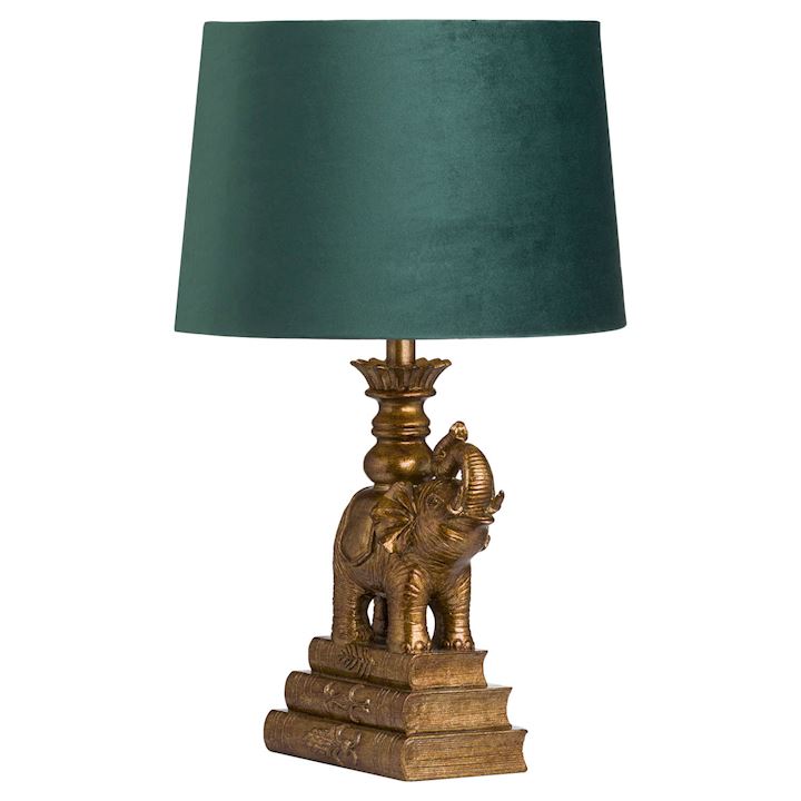 A/Q GOLD ELEPHANT LAMP W/EMERALD SHADE (H20239) 40x40x62cm