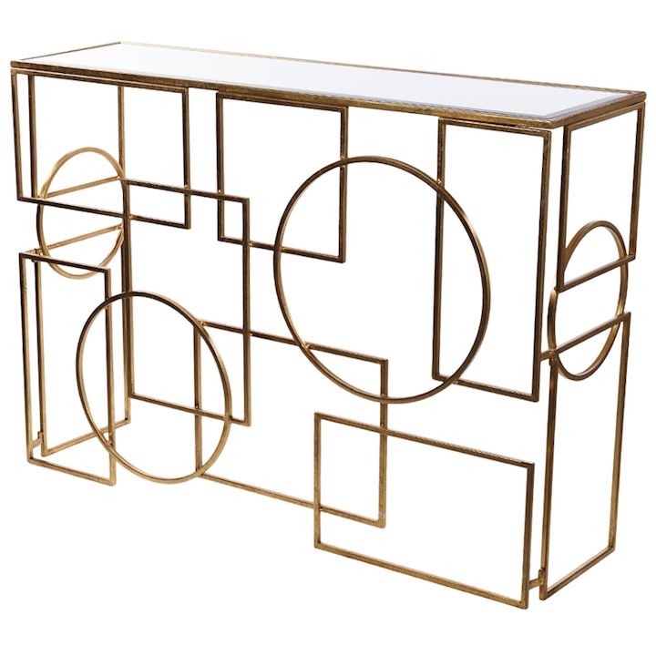 CIRCLES AND SQUARES GOLD CONSOLE TABLE 110x31x79cm