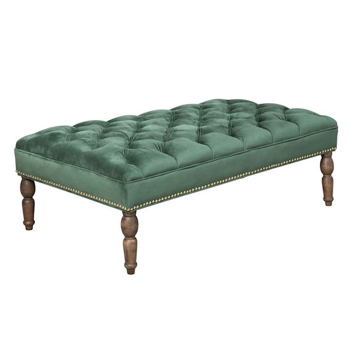 EMERALD GREEN BUTTON PRESSED OTTOMAN 123x73x43cm