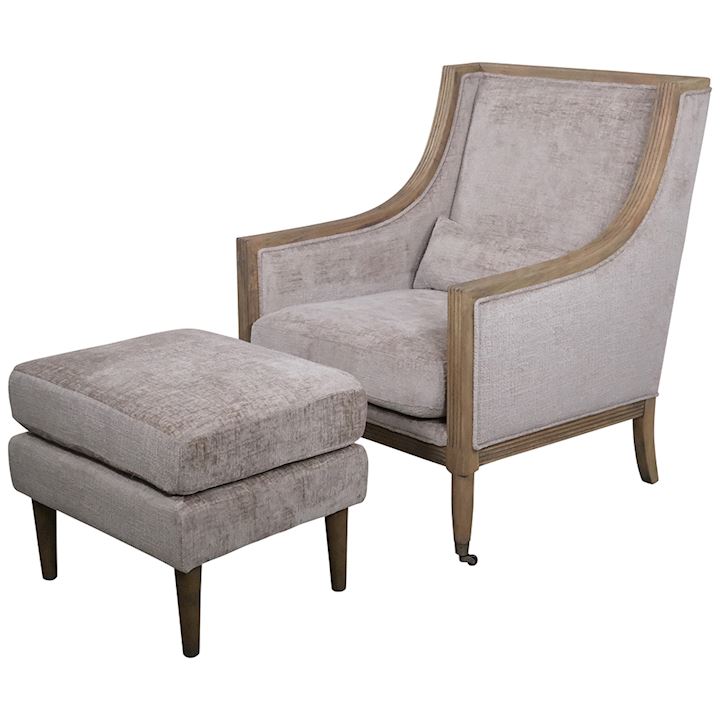STONE ARM CHAIR AND FOOTSTOOL 75x88x98cm