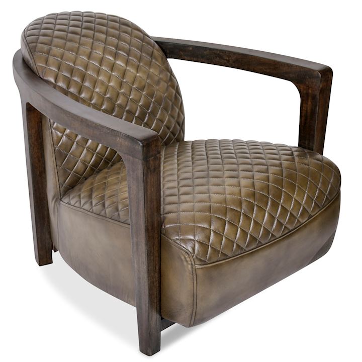 LEATHER & WOODEN ARM CHAIR 72x91x75cm