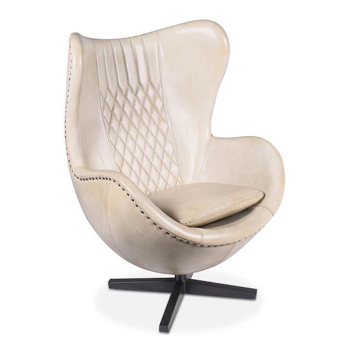 LEATHER & WOOD EGG ARM CHAIR 78x81x114cm