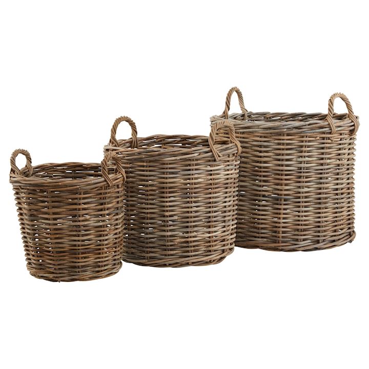 SET OF 3 ROUND BASKETS (L) 51x68cm