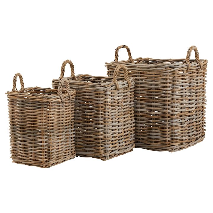 SET OF 3 SQUARE BASKETS (L) 50x50x50cm