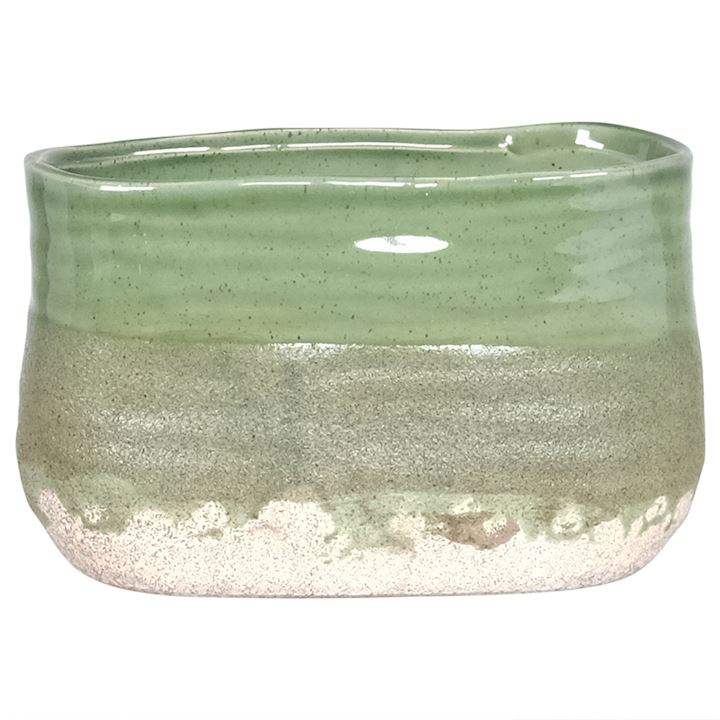 SMALL GREEN OVAL PLANTER 17x9x10cm