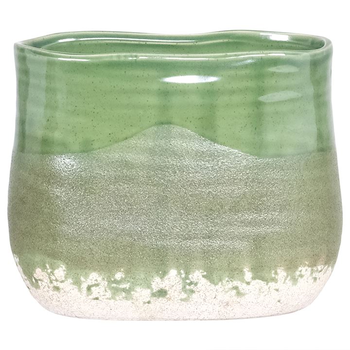 LARGE GREEN OVAL PLANTER 19x12x15cm