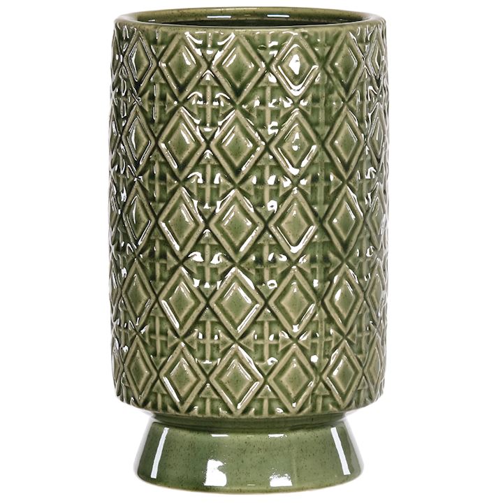 LARGE GREEN VASE WITH PATTERN 16x28cm