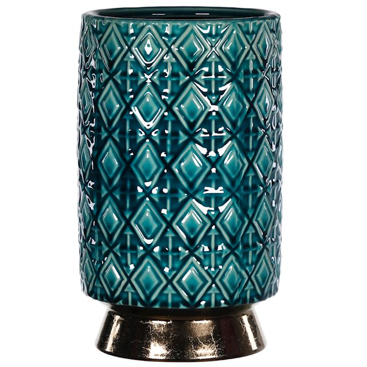 LARGE TEAL VASE WITH PATTERN 16x28cm
