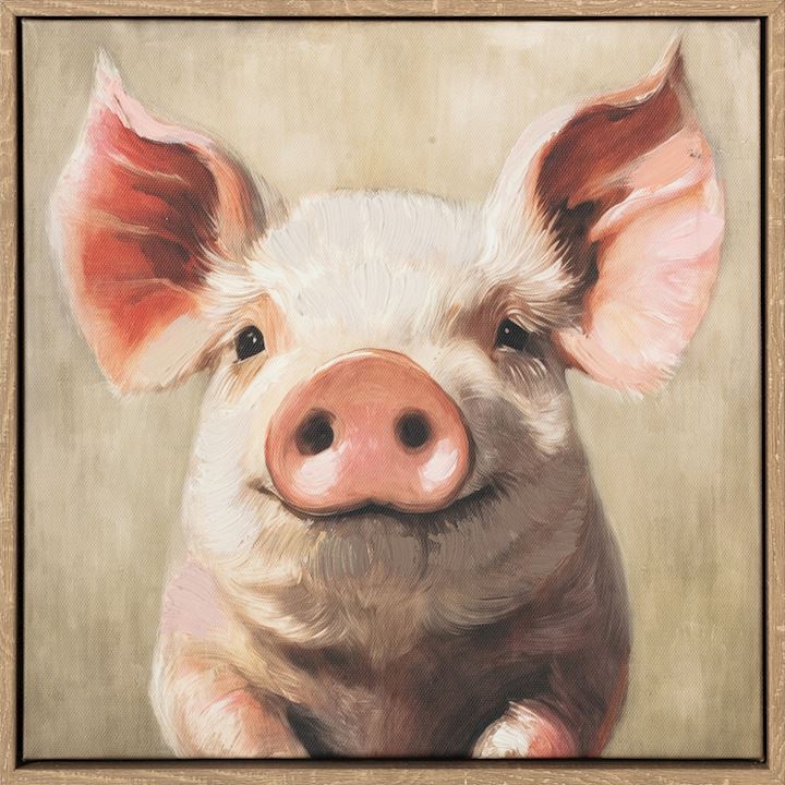 FRAMED PIGLET CANVAS 30x30cm