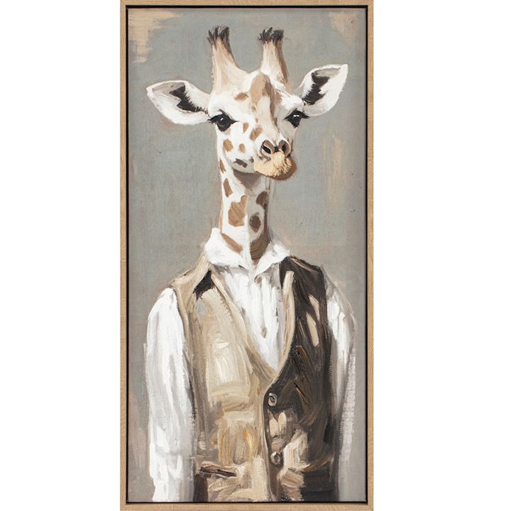 FRAMED GIRAFFE TEXTILE ART 30x60cm