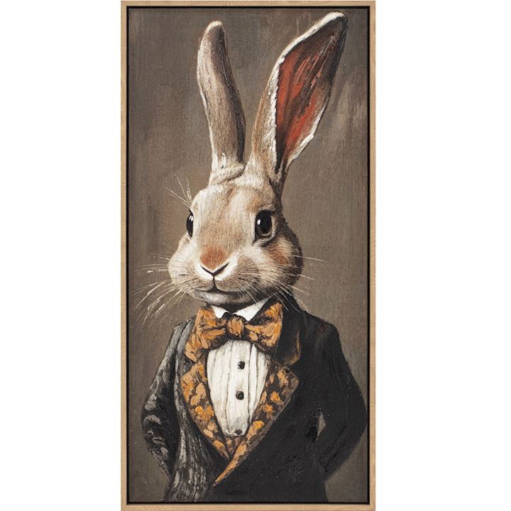 FRAMED RABBIT TEXTILE ART 30x60cm