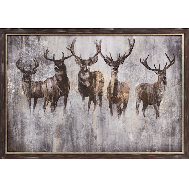 FRAMED WILD STAGS CANVAS 120x80cm