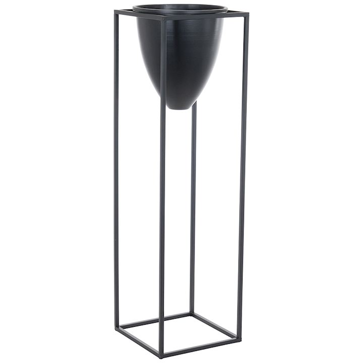BLACK LARGE BULLET PLANTER 24x24x82cm