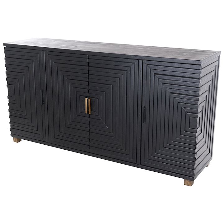 BLACK FOUR DOOR SIDEBOARD 162x43x86cm