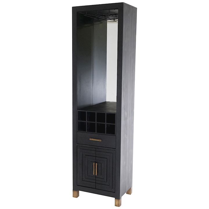 BLACK WINE CABINET 50x39x183cm