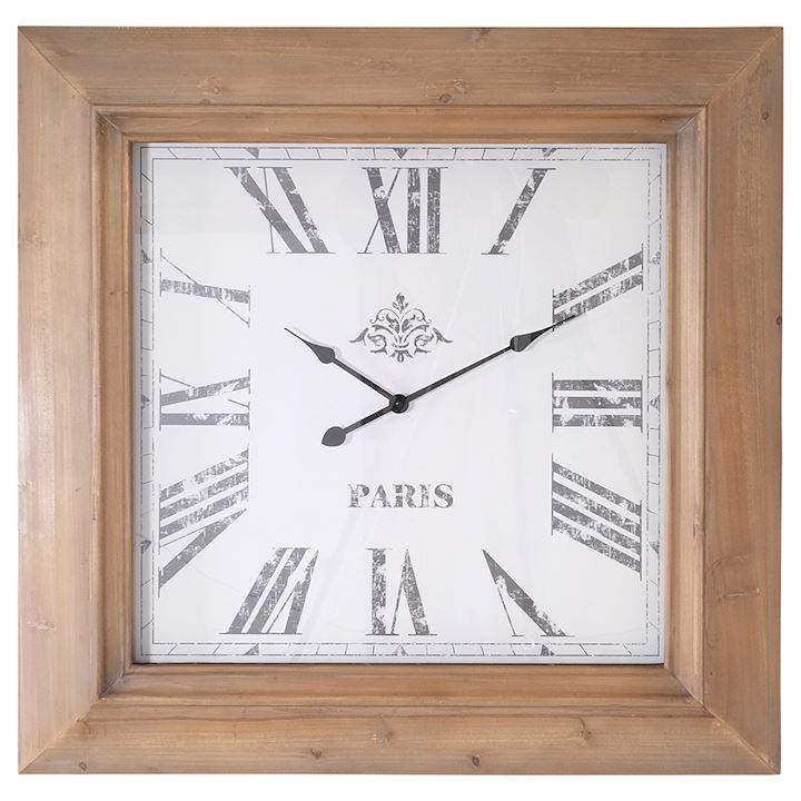 PARIS SQUARE WOODEN WALL CLOCK 80x80cm